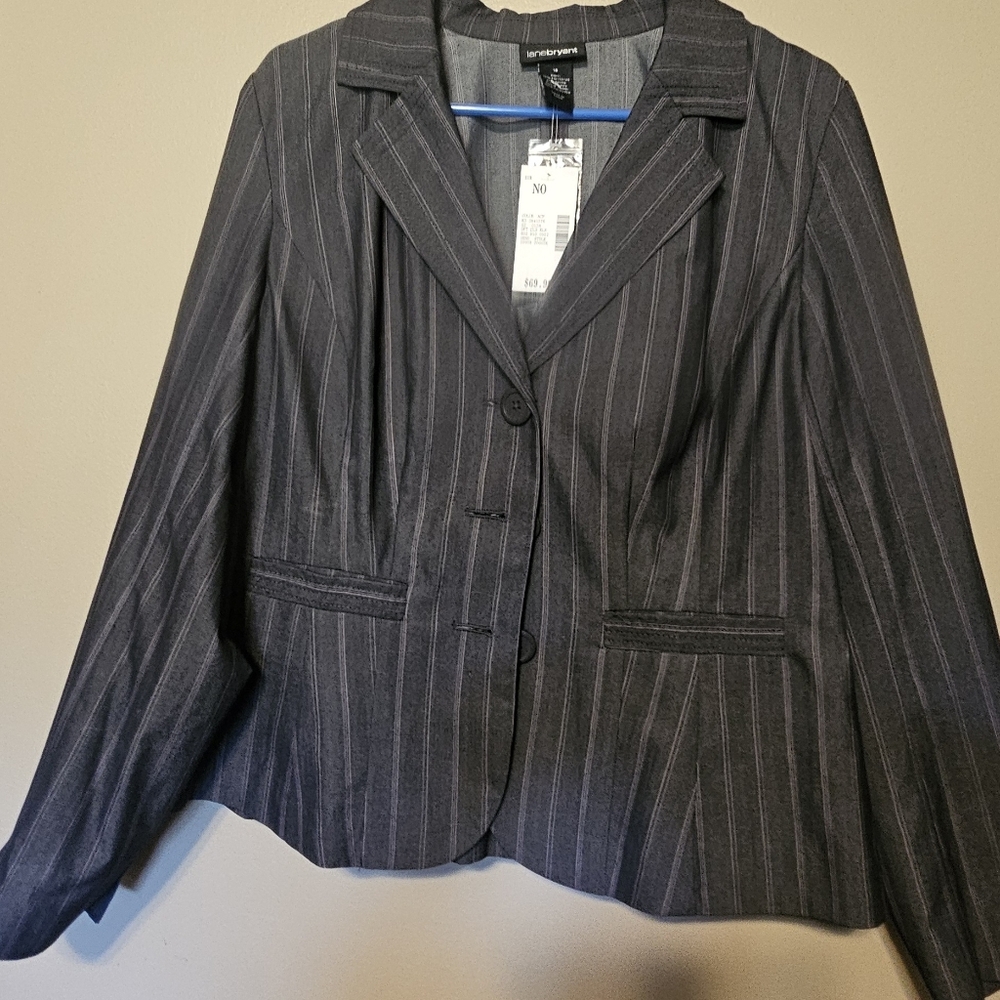 Lane Bryant Charcoal Pinstripe Blazer